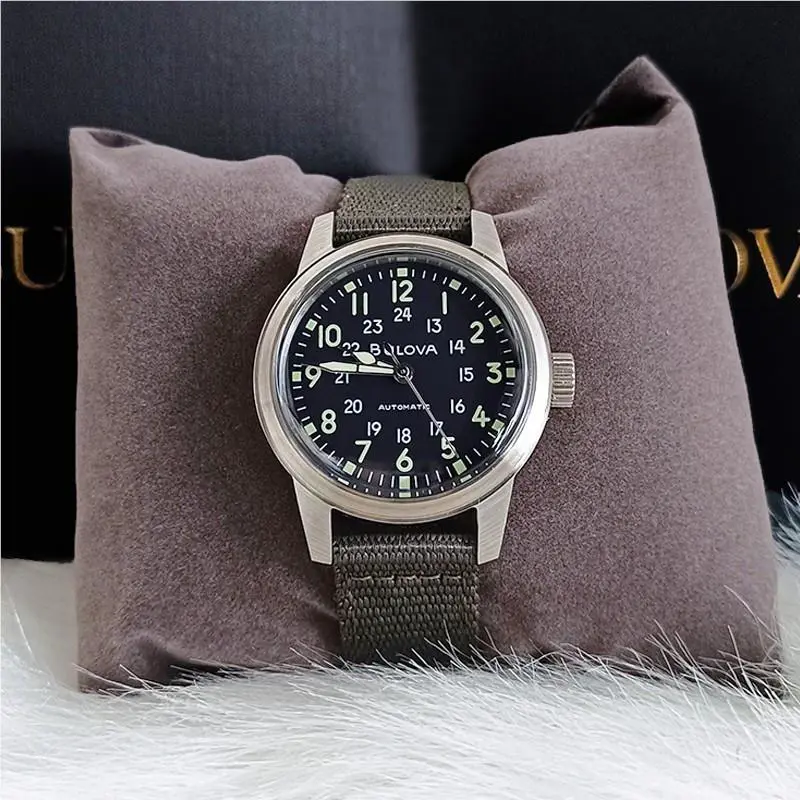 Bulova Men`s Vwi Special Edition Black Dial 96A259 Hack Automatic Watch 38MM