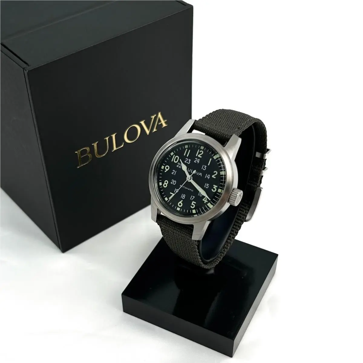 Bulova Men`s 96A259 Military Vwi Special Edition Hack Black Automatic Watch 38MM