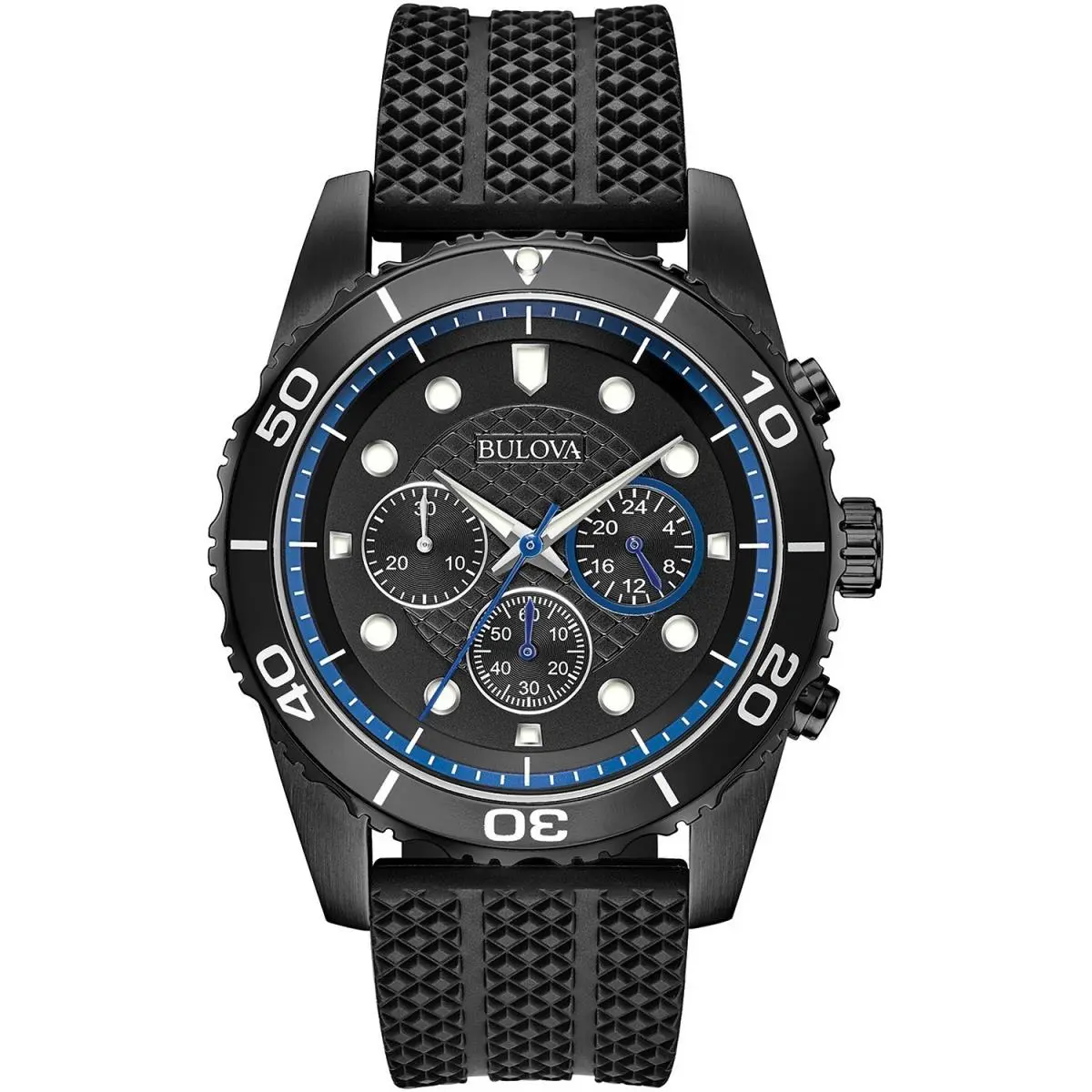 Bulova 98A211 Men`s Chronograph Sport Black Silicone Strap Watch