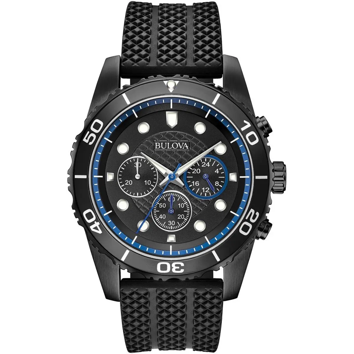 Bulova Men`s Misc Sport Chronograph Quartz Black Silicon Watch 43 MM 98A211