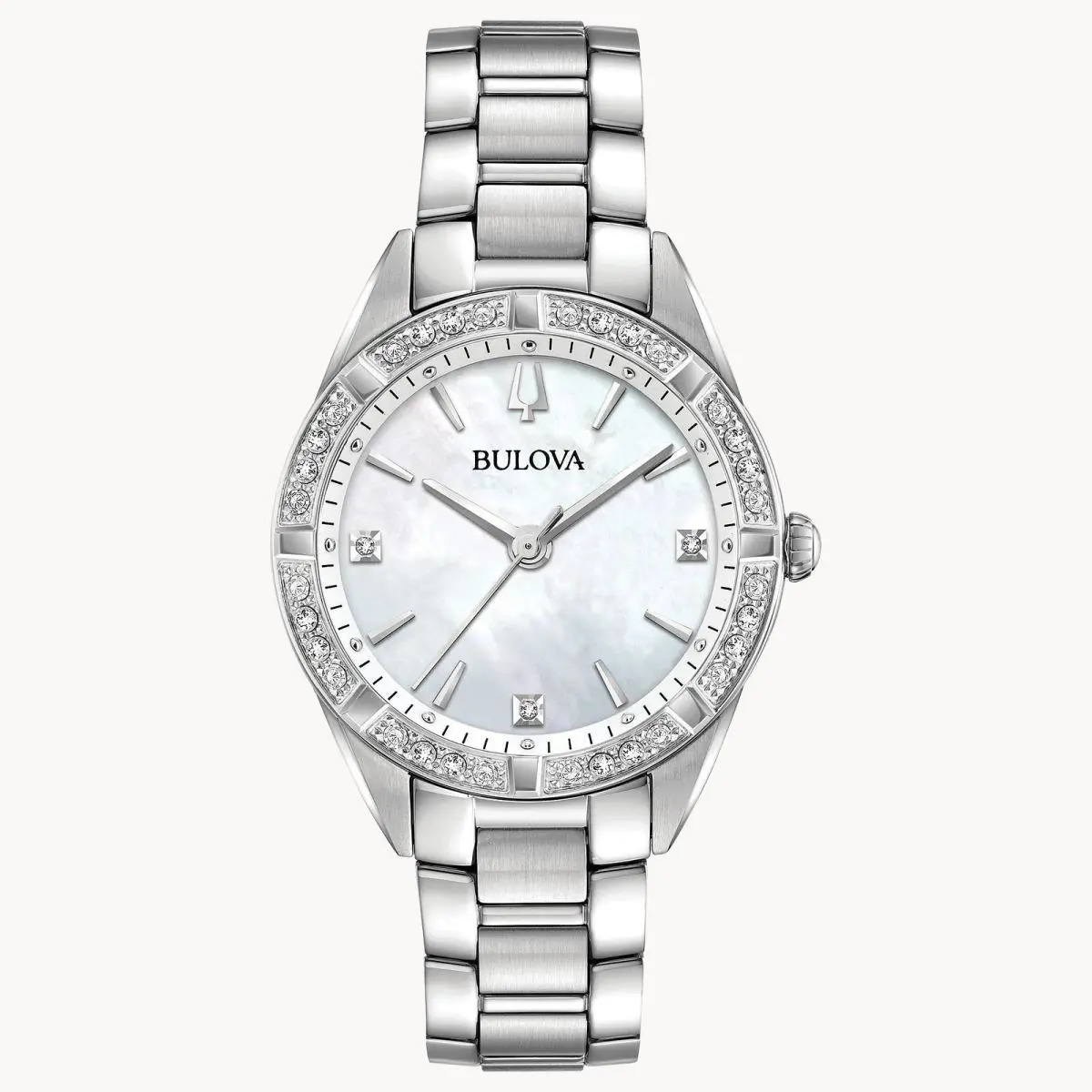 Bulova Ladies Sutton Quartz Diamond Stainless Steel Bracelet Watch 96R228