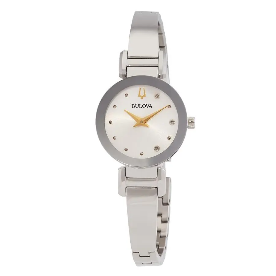 Bulova Marc Anthony 96P241 Womens White Dial Silver Band Analog Wristwatch - Dial: White, Band: Silver, Bezel: Silver