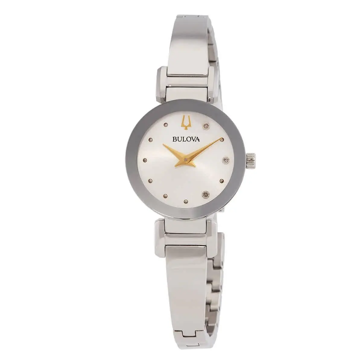 Bulova Modern Quartz Diamond Silver Dial Ladies Watch 96P241 - Dial: Silver-tone, Band: Silver-tone, Bezel: Silver-tone
