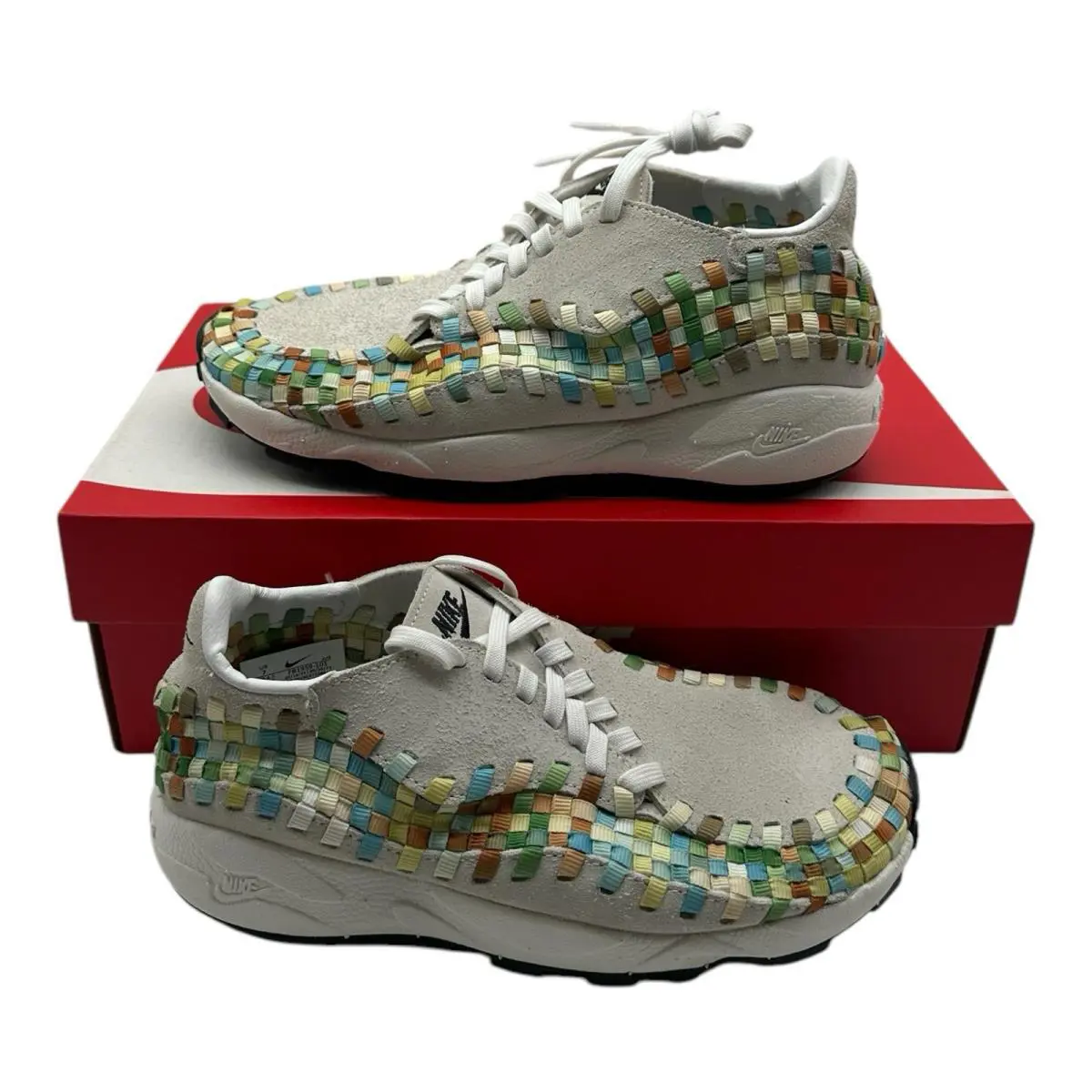 Nike Air Footscape Woven Shoes Womes 7 White Rainbow Casual Lifestyle FB1959-101 - White