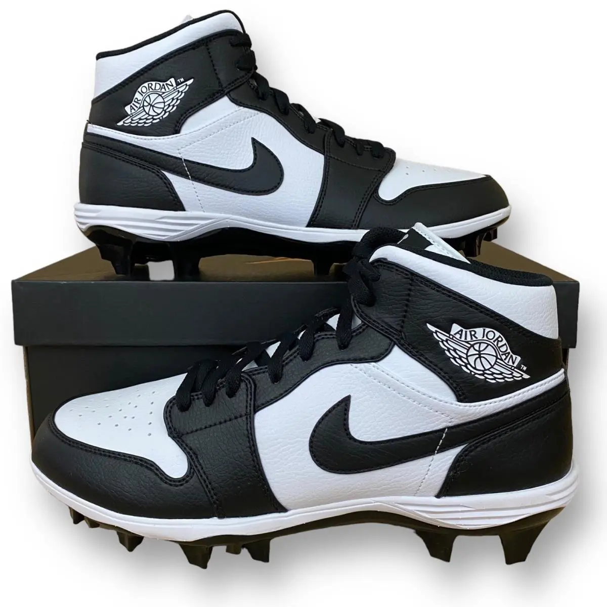 Nike Air Jordan 1 Mid TD White Black ‘panda’ Mens Sz 11 Football Cleats