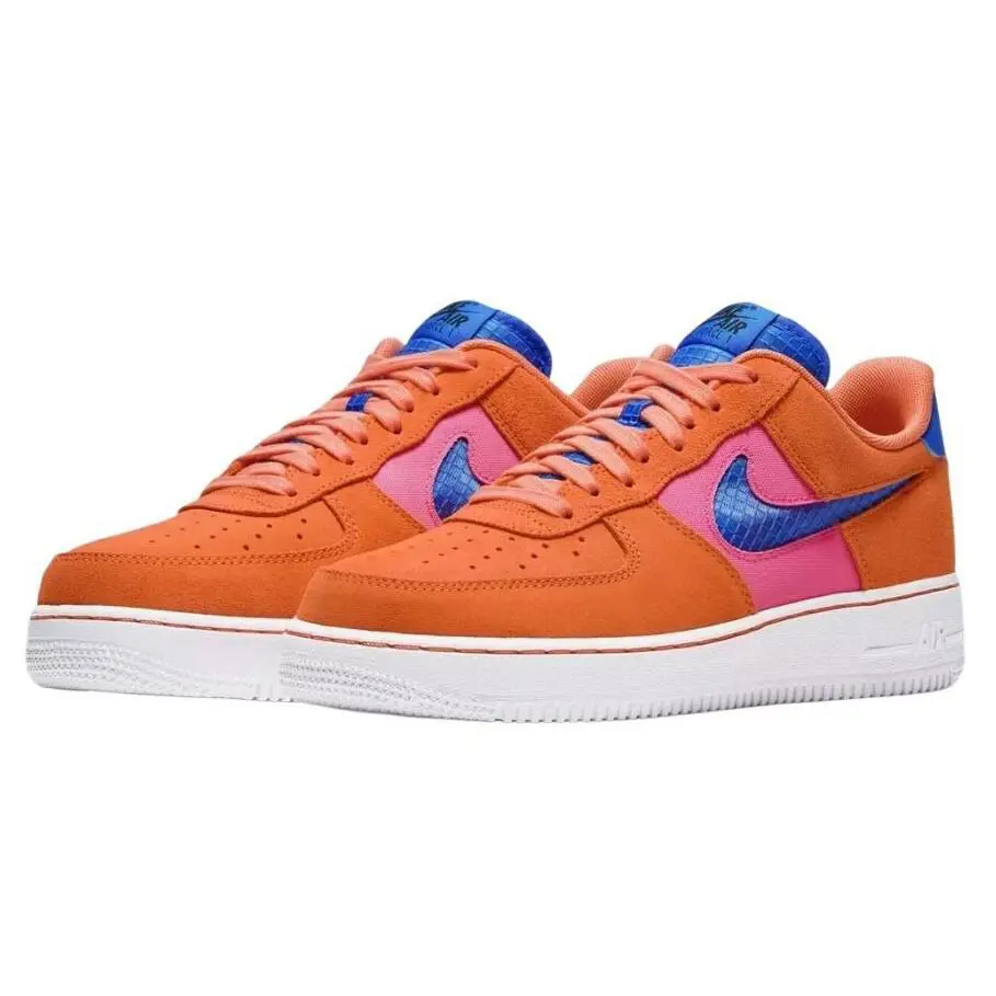 Nike Men`s Orange Air Force 1 `07 LV8 Sneakers CW7300-800 Size US 12.5 Nwob - Orange