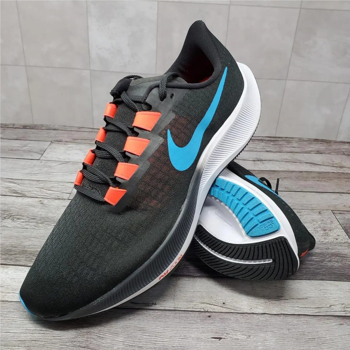 Nike Air Zoom Pegasus 37 Black/blue Men`s Sz 10/12 Running Shoes BQ9646-011
