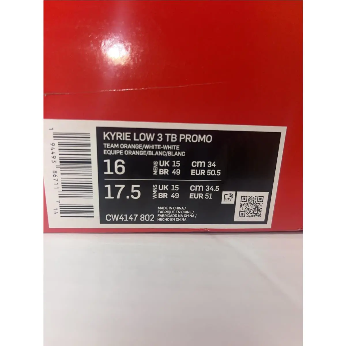 Nike shoes - Nike Kyrie Low 3 - Kyrie Low - AH4147-802 - Team Orange (UPC: 00194493867117) 9