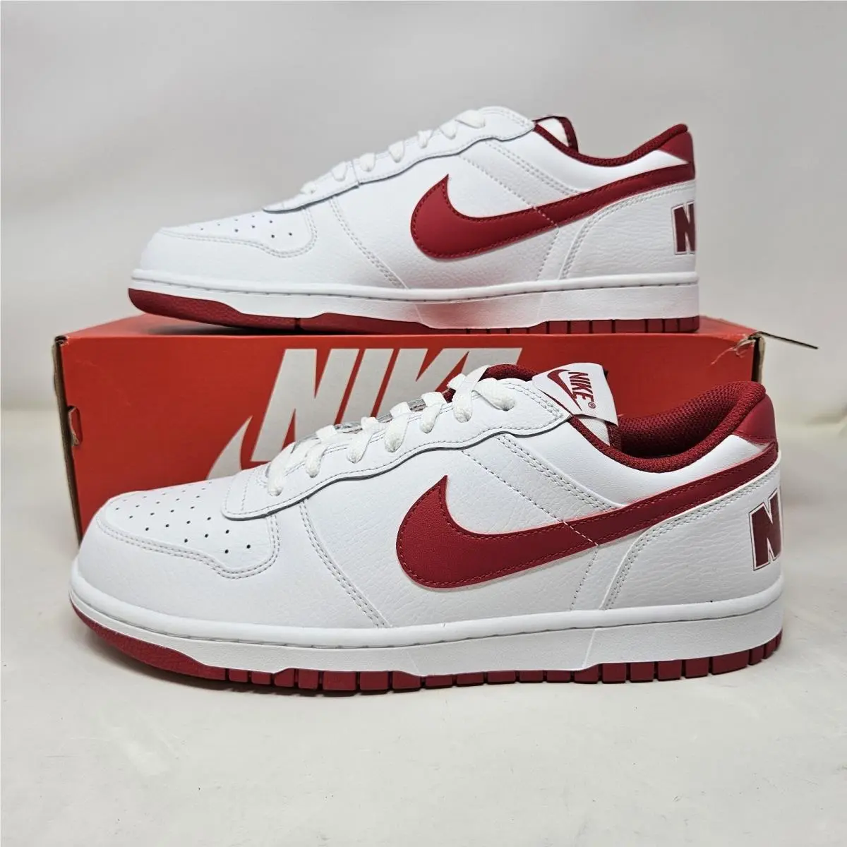 Nike Big Low `white Gym Red` Casual Leather Shoes / 355152 150 / Men`s Size 11