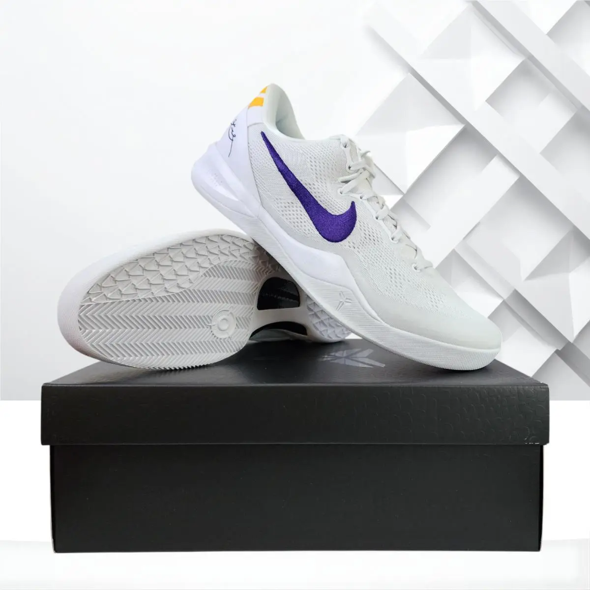Nike Kobe 8 Protro Lakers Home White Court Purple Gold Sneakers HF9550-100 Sz 14 - White
