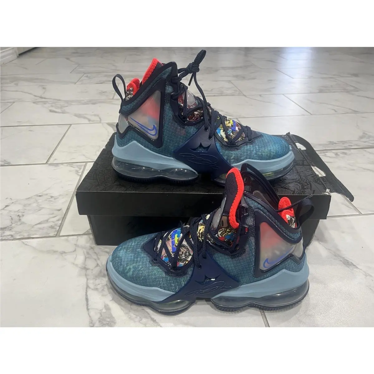 Nike Lebron 19 Xix Fast Food CZ0203-400 Blue Basketball Shoes Men’s Sz 8.5