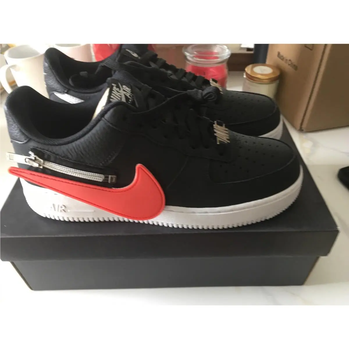 Nike shoes - AIR FORCE 1 `07 PRM - CW6558-001 - Black/White-Laser Crimson 0