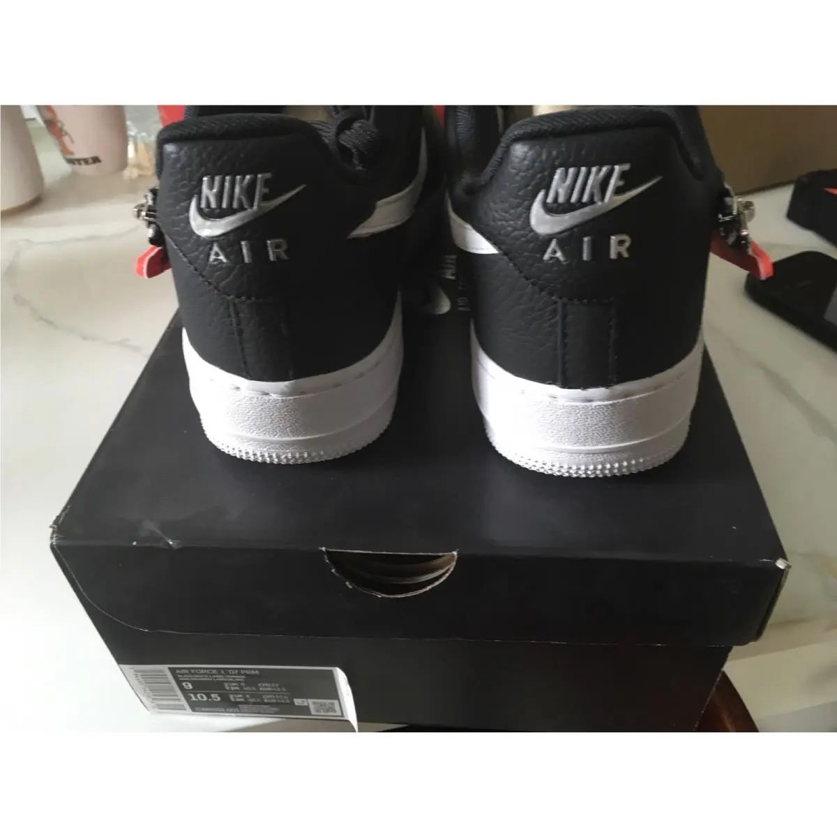Nike shoes - AIR FORCE 1 `07 PRM - CW6558-001 - Black/White-Laser Crimson 3