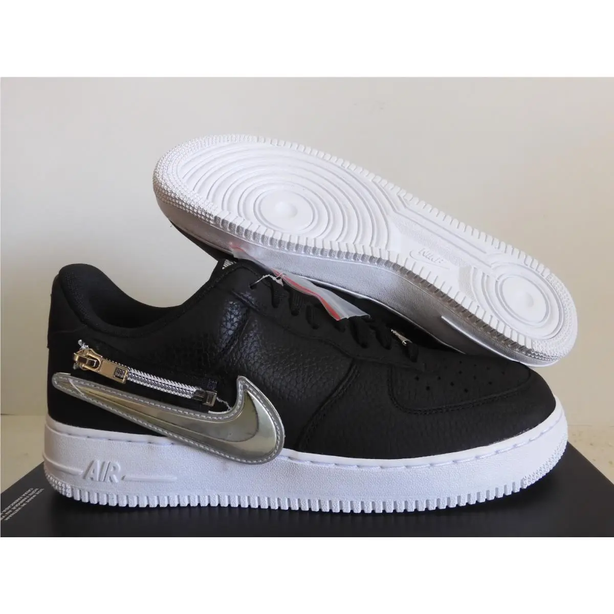 Nike Air Force 1 07 Premium Zip Swoosh Black-white-crimson SZ 11 CW6558-001