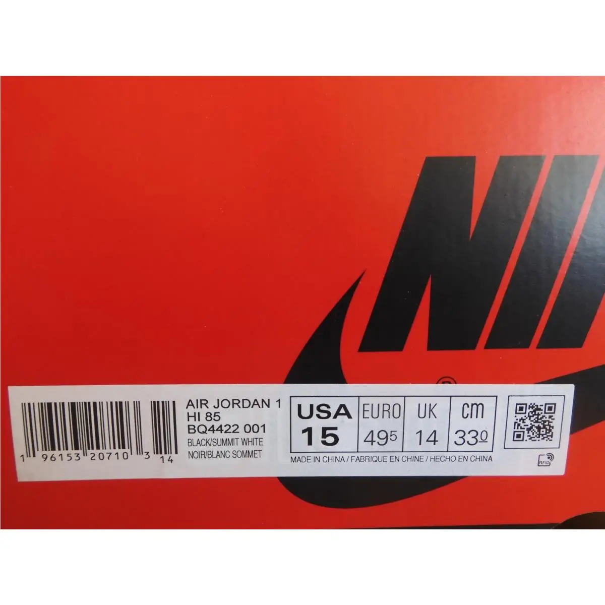 Nike shoes - Air Jordan 1 - Air - BQ4422-001 - Black (UPC: 196153207103) 6