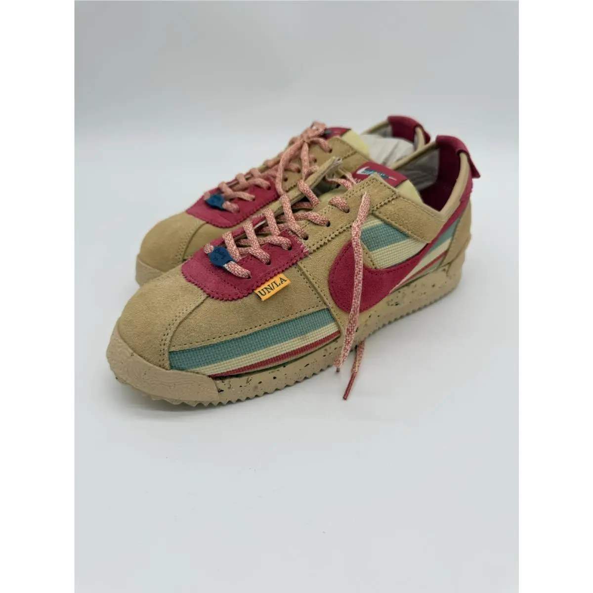 Nike Cortez Union Sesame Pink Clay Black Sneakers DR1413-200 Mens Size 9 - Beige