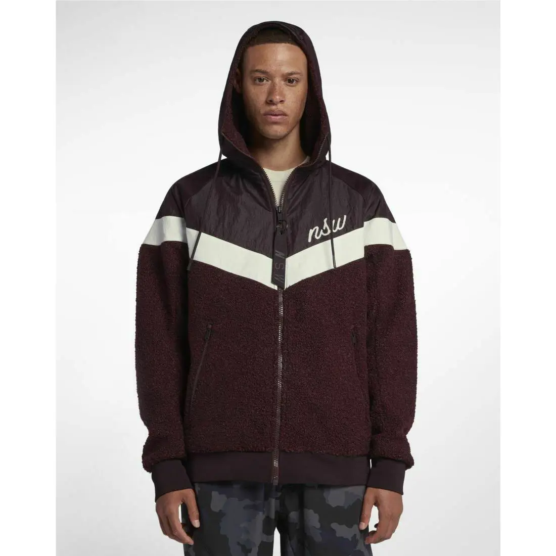 Nike clothing - Nike Sportswear Sherpa Windrunner - Sportswear Sherpa Windrunner - 930316 659 - Burgundy Ash & Burgundy Crush & Summit White 5