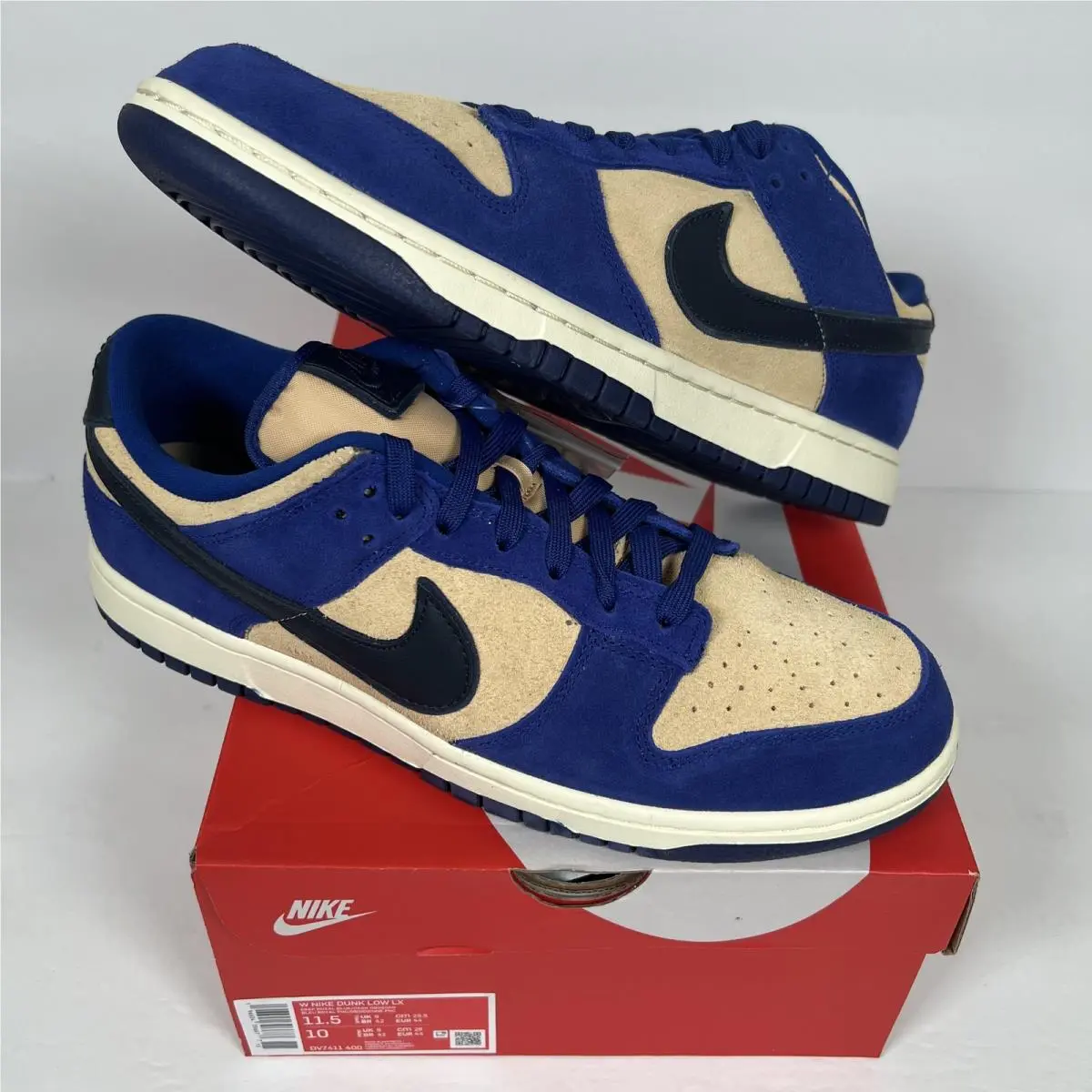 Nike Dunk Low LX Deep Royal Blue Suede Beige 2023 Size 11.5W/10M