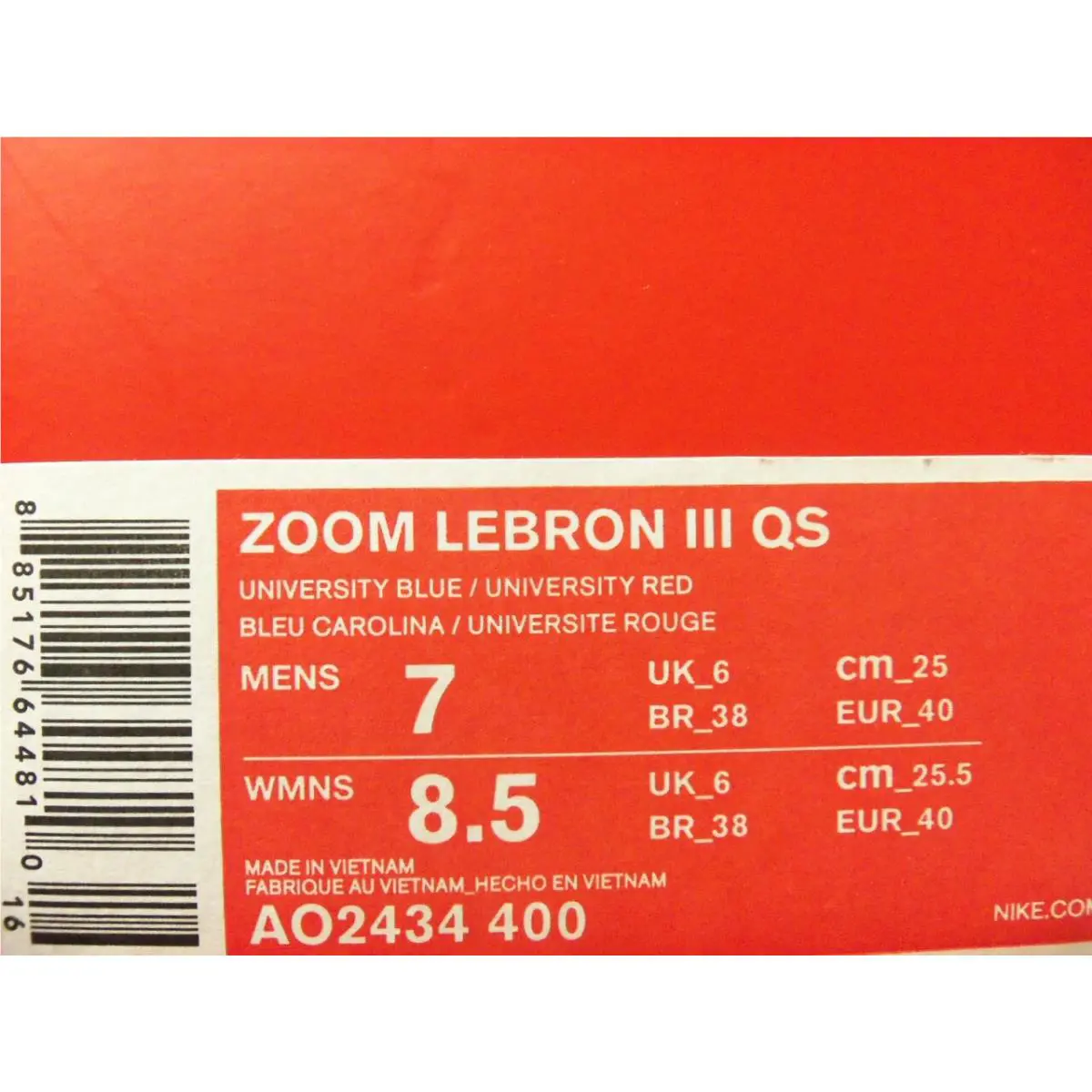 Nike shoes - Nike Zoom LeBron 3 - Zoom LeBron - AO2434-400 - Blue (UPC: 0885176644810) 3