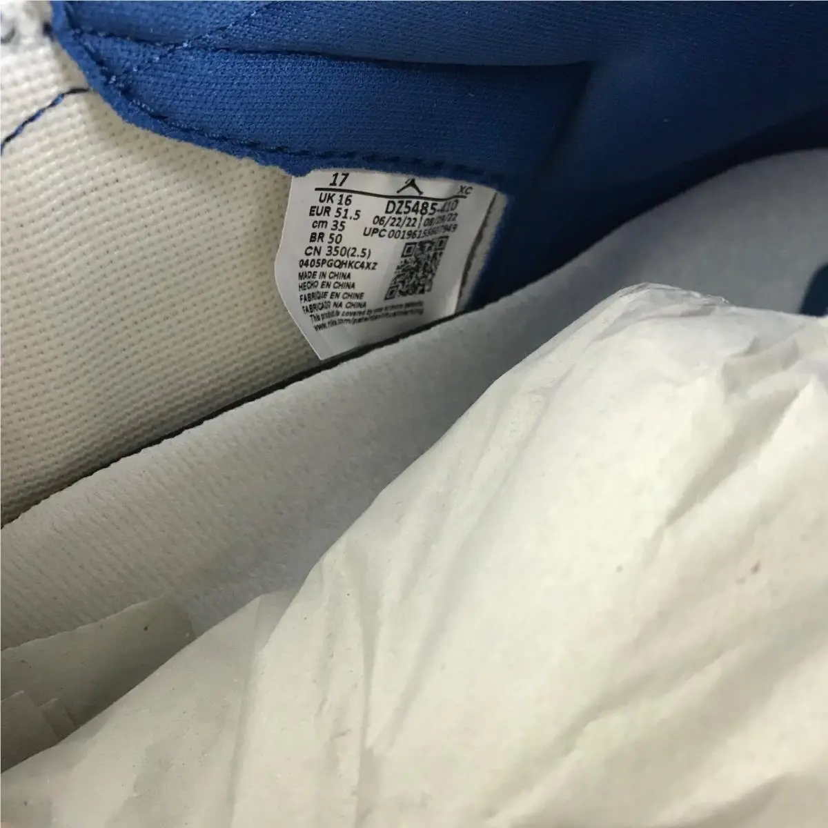 Nike shoes - Nike Air Jordan 1 - Air - DZ5485-410 - True blue/White Cement Grey, Manufacturer: Cement Gray, True Blue, White 9