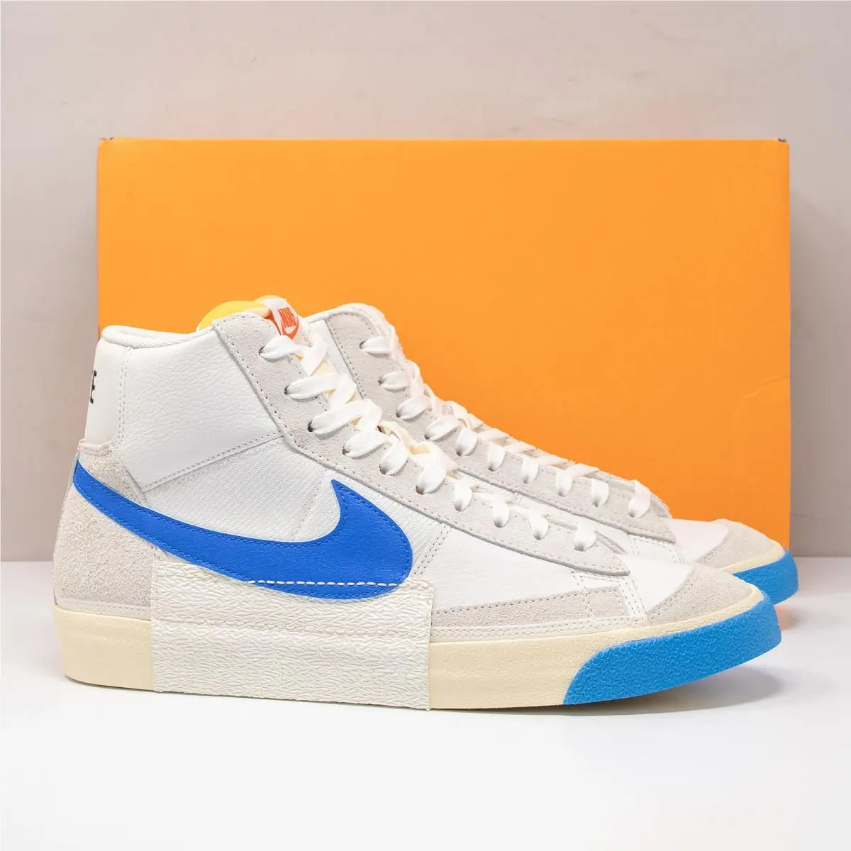Nike Blazer Mid `77 Pro Club Men`s 12 White/blue Sneakers DQ7673-102 - White