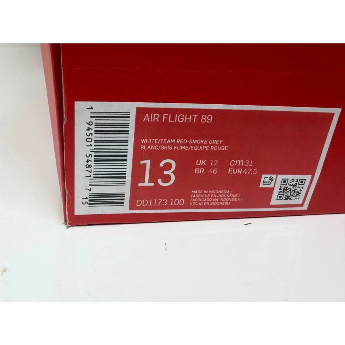 Nike shoes - Nike Air Flight 89 - Air Flight - DD1173-100 - White-Team Red-Smoke Grey (UPC: 194501548687) 4