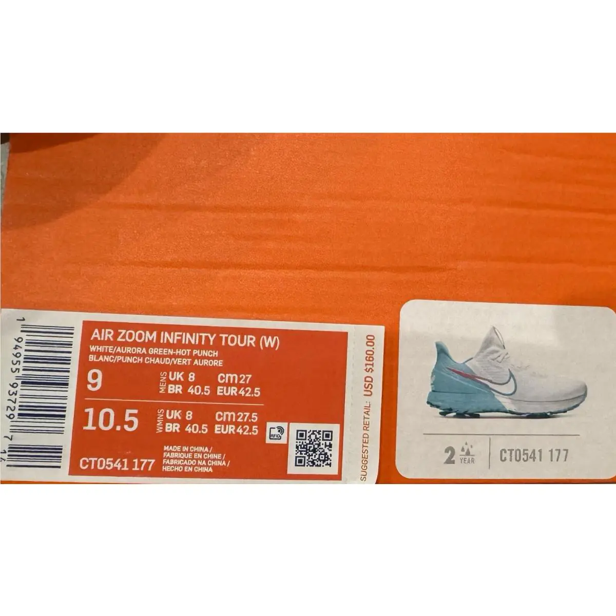 Nike shoes - Nike Air Zoom Infinity Tour - CT0541-177 - White/Aurora Green-Hot Punch 10