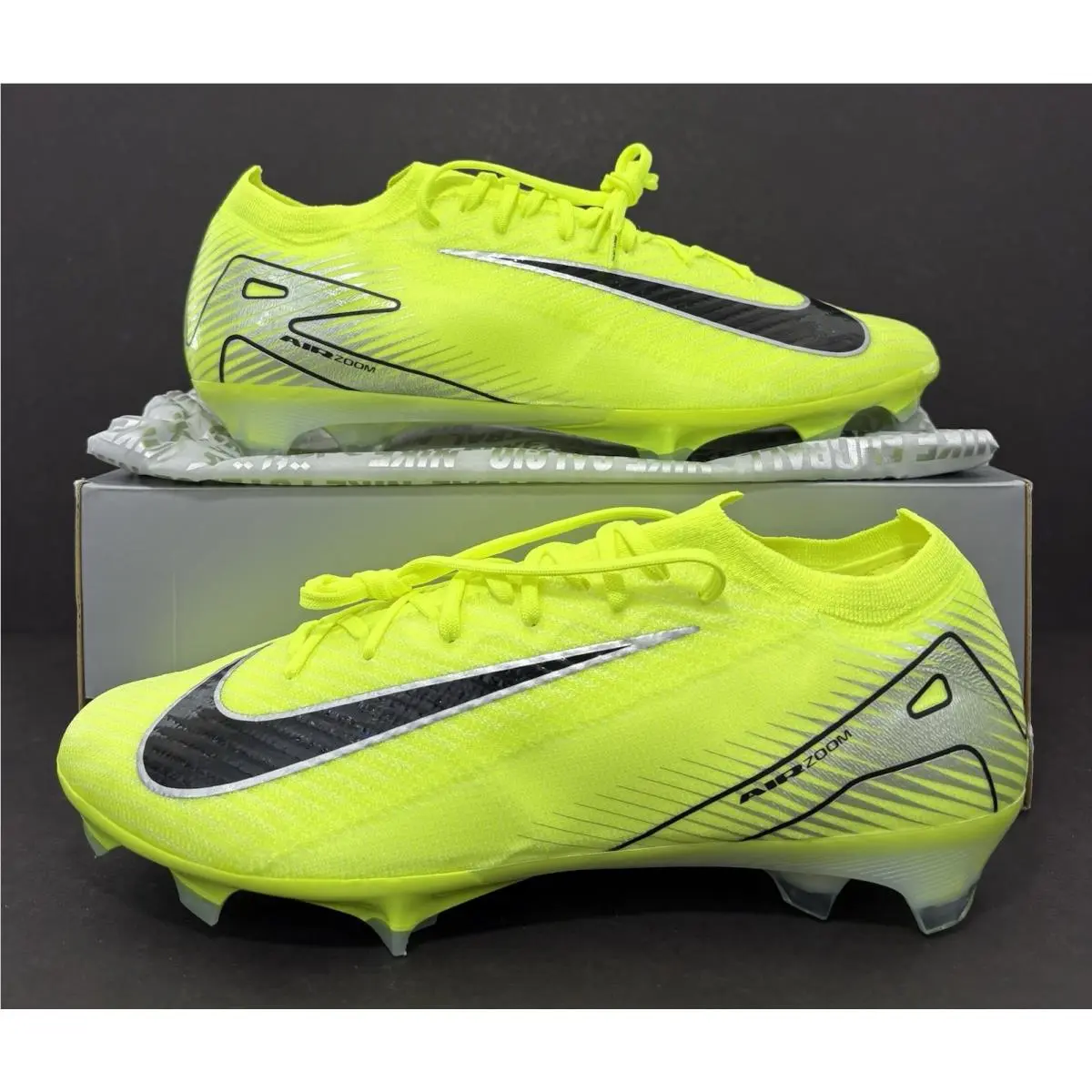 Nike Zoom Vapor 16 Elite FG Volt Black Cleats FQ1457-700 Men’s Size 12