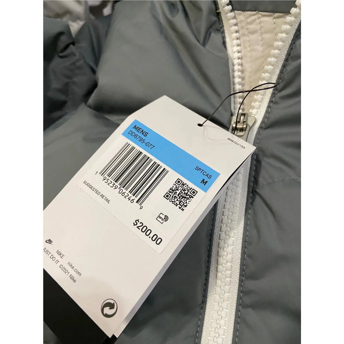 Nike clothing - Nike Sportswear Storm-Fit Windrunner Down-Fill Jac - Smoke Grey/Light Bone/Sail/Sail (UPC: 195239062469) 12