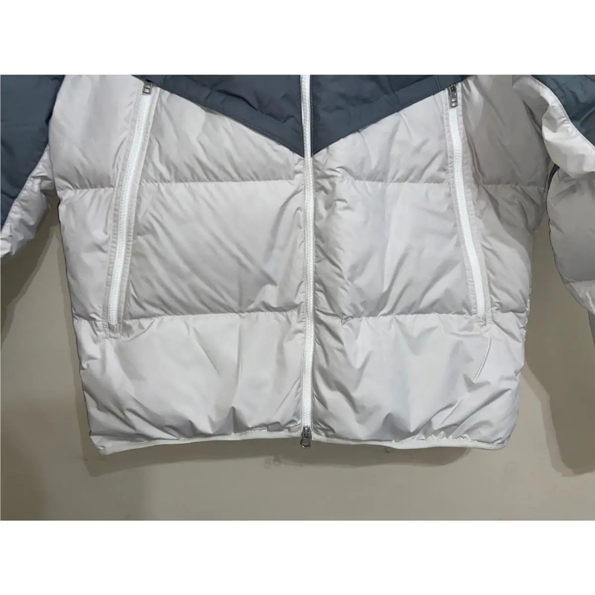 Nike clothing - Nike Sportswear Storm-Fit Windrunner Down-Fill Jac - Smoke Grey/Light Bone/Sail/Sail (UPC: 195239062469) 1