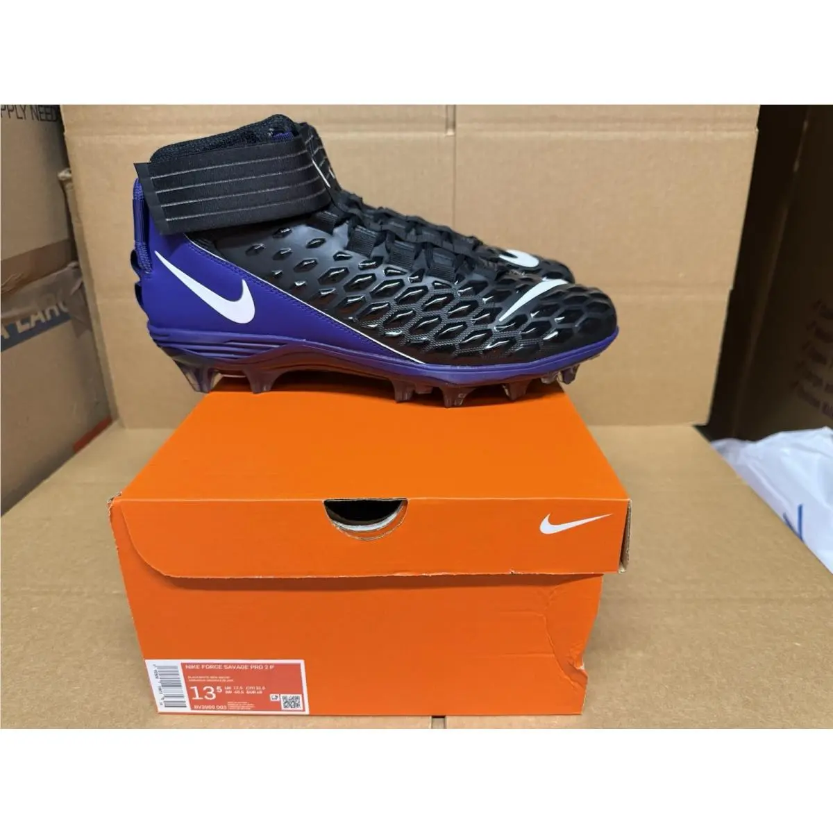 Nike Force Savage Pro 2 Football Cleats Black Orchard Purple Sz 13.5 BV3969-003