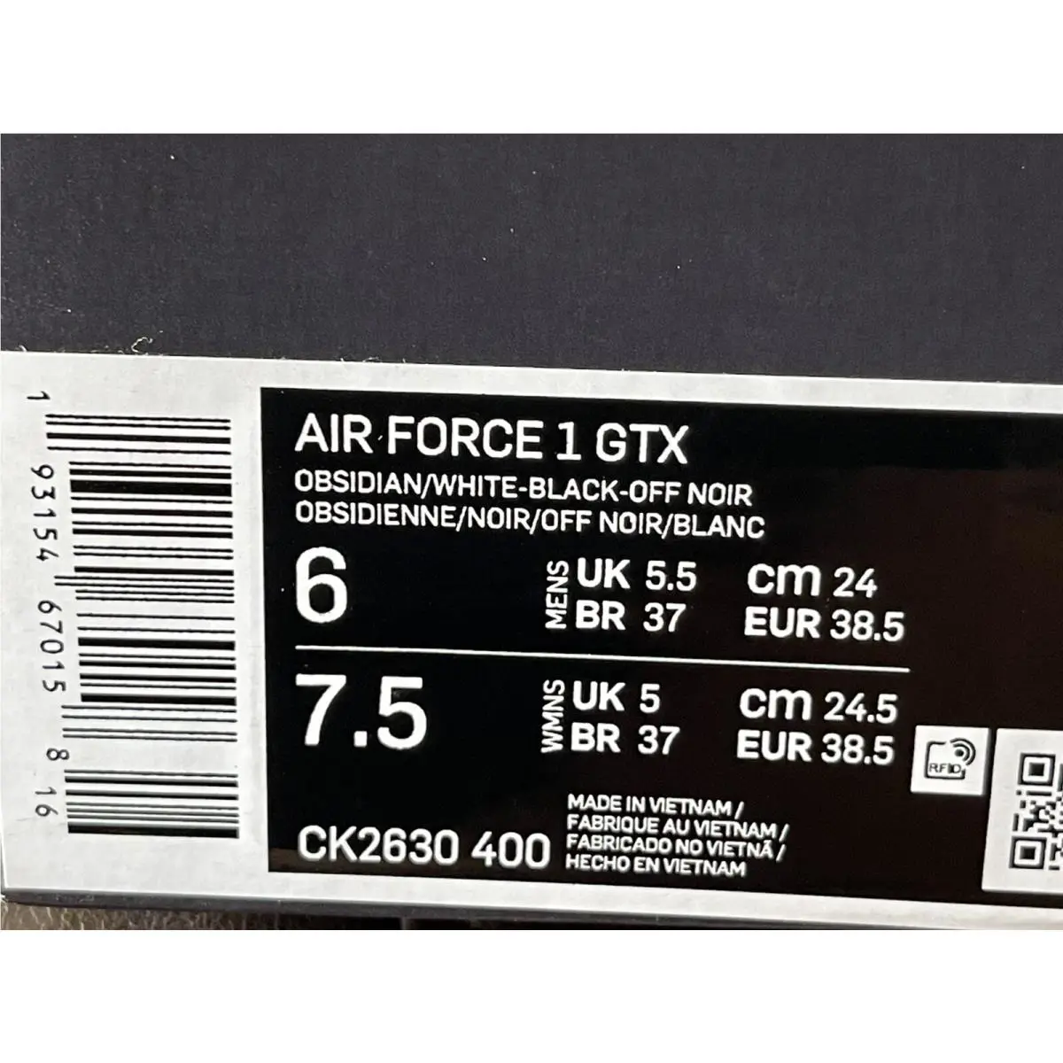 Nike shoes - AIR FORCE 1 GTX - AIR FORCE GTX - CK2630-400 - Obsidian (UPC: 0193154670158) 4