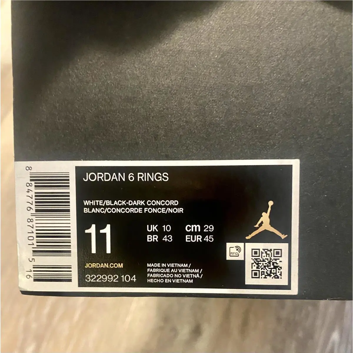 Nike shoes - Air Jordan 6 Rings - Air Rings - 322992-104 - White/Black-Dark Concord (UPC: 884776871015) 10