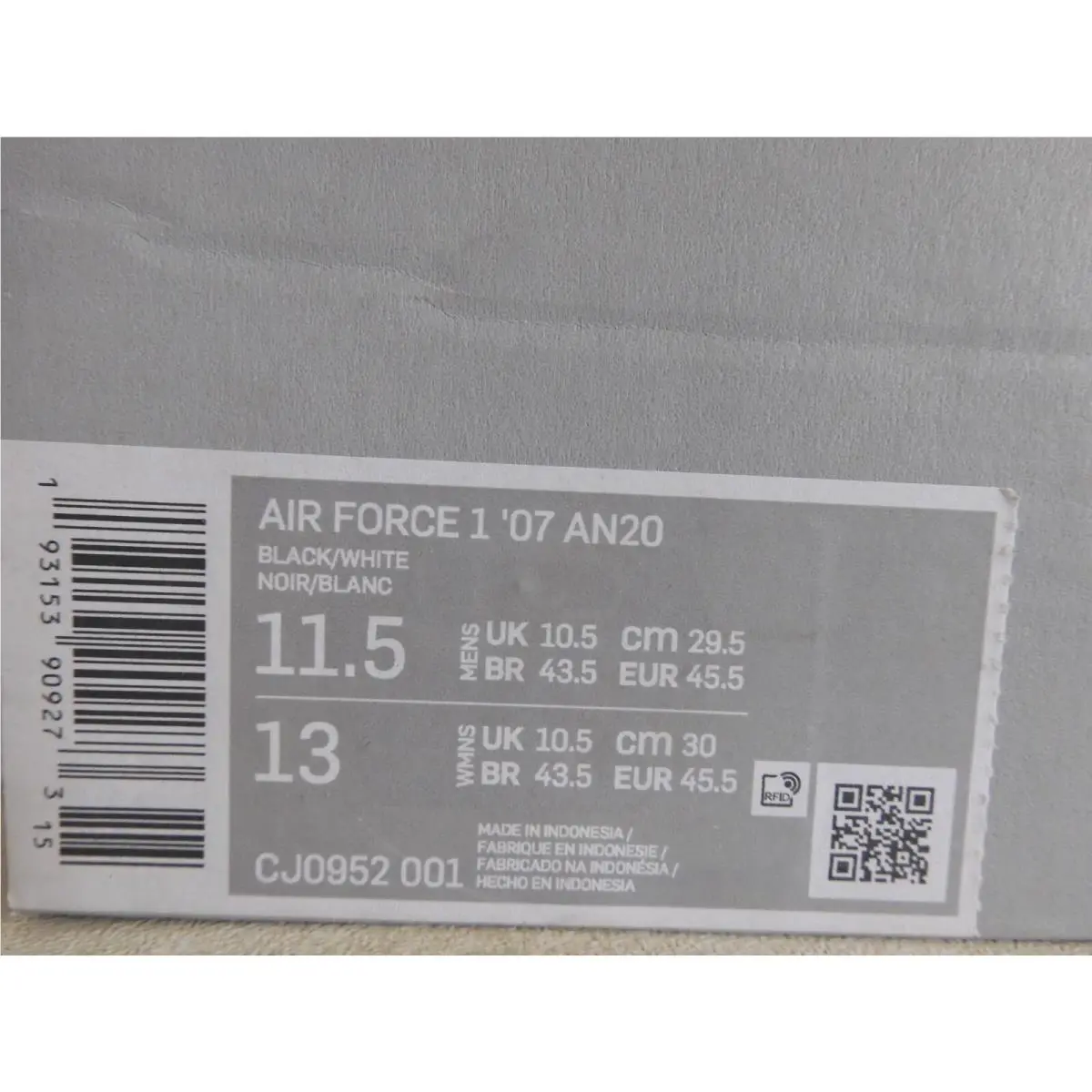 Nike shoes - Nike Air Force 1 `07 - CJ0952-001 - Black (UPC: 193153909273) 3