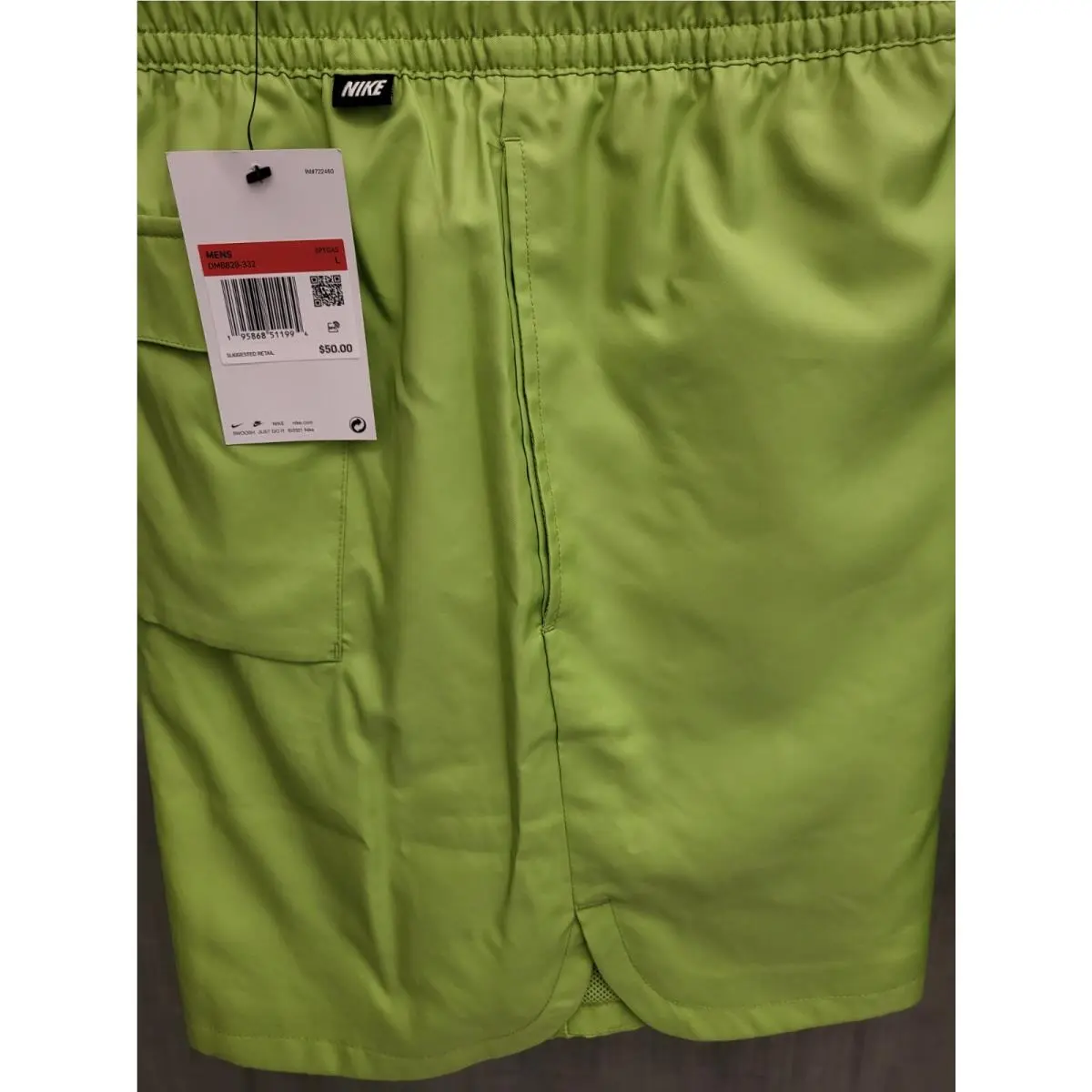 Nike Men’s NWT-2025 Woven Flow Lined Shorts -vivid Green WHITE-DM6829-332 LG