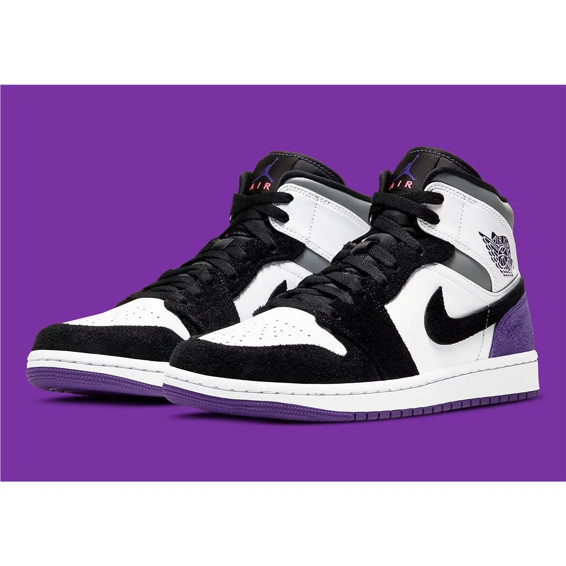 Nike Air Jordan 1 Mid SE White/court Purple-blck 852542 105 US Men SZ 8.5