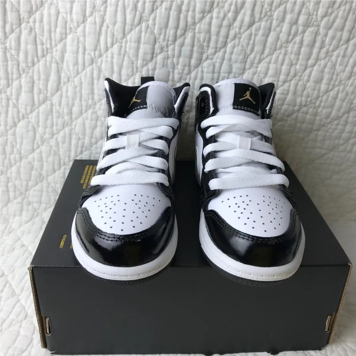 Nike shoes - Jordan 1 MID SE (PS) - BQ6932-007 - black/Metallic gold-white 3