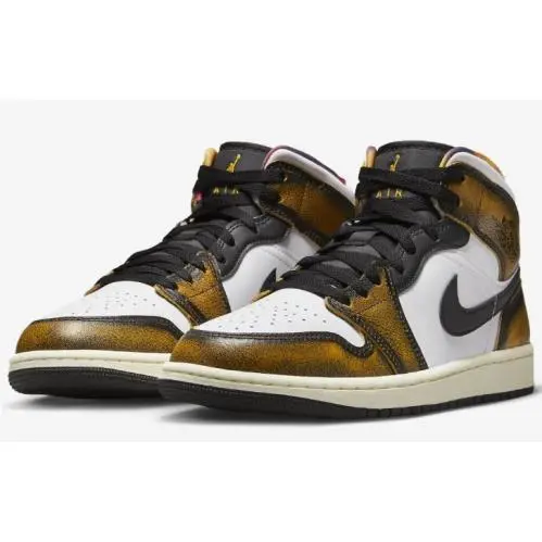 Jordan Air 1 Mid SE Wear Away White Yellow Black Sz 11.5 DQ8417 071 Fashion by Nike