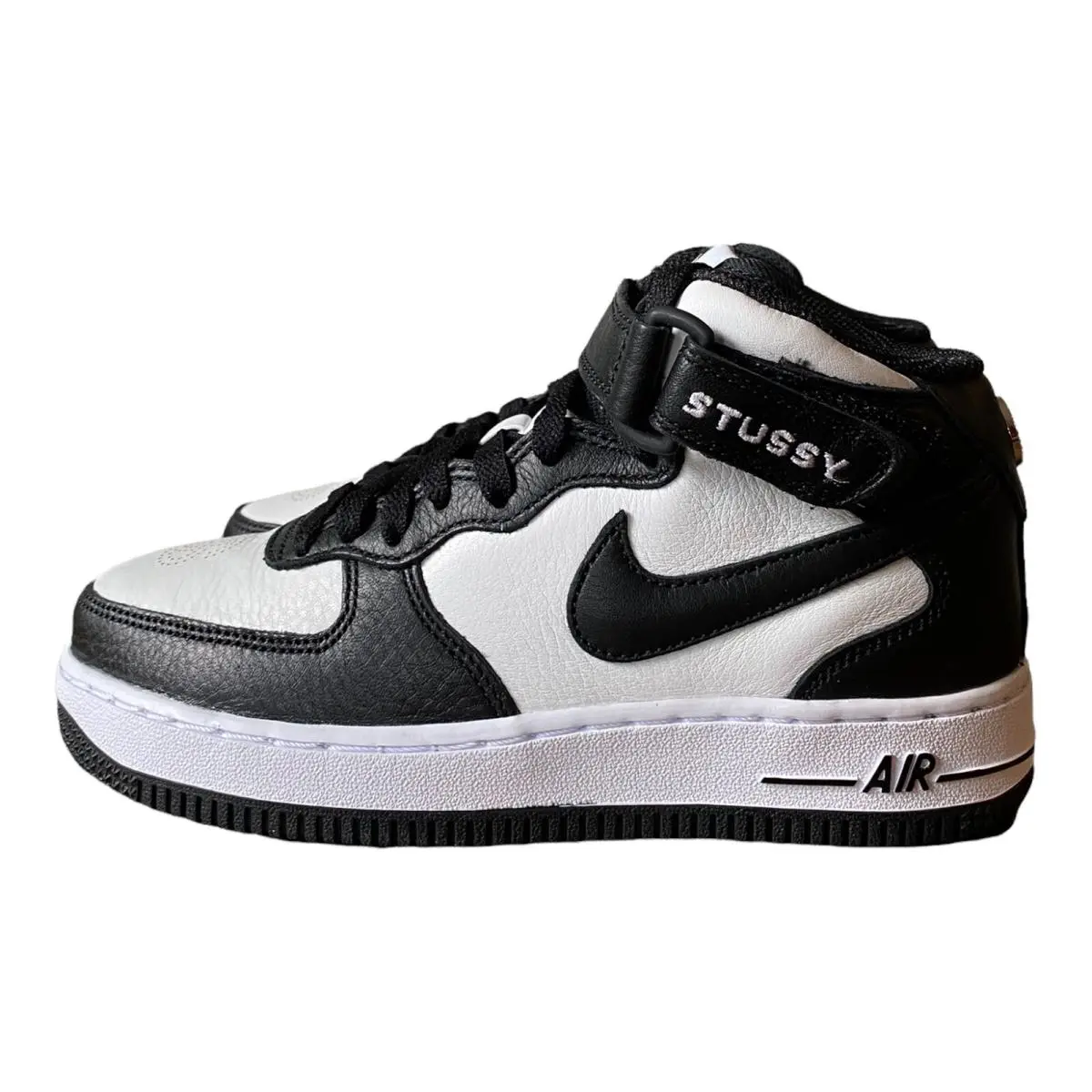 Nike Air Force 1 Mid Stussy Black White Panda DJ7840-002 Men`s Size 4 /women 5.5 - Black