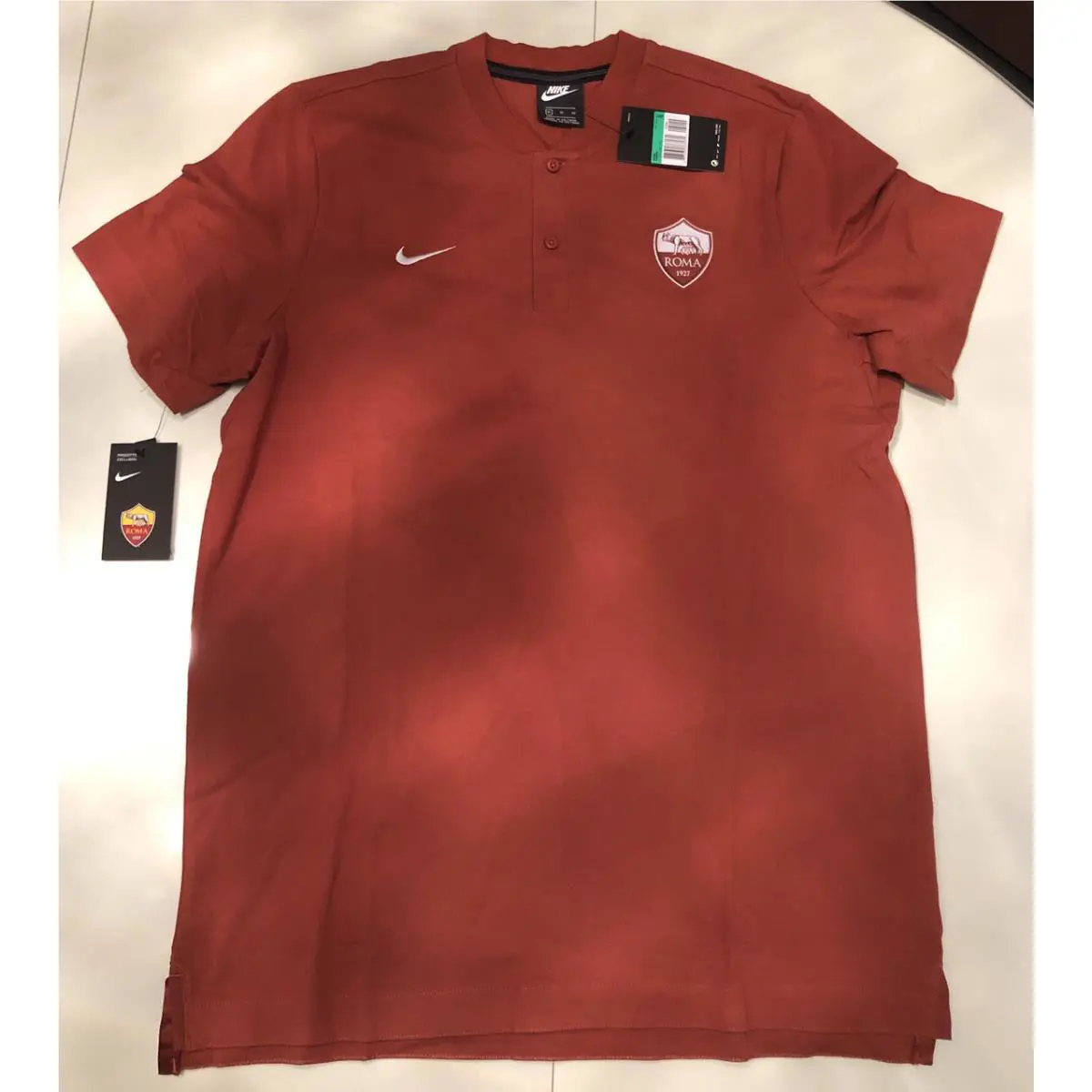 W/ Tags Rare Nike Men`s XL Red AS Roma Crew Cloth Presentation Shirt