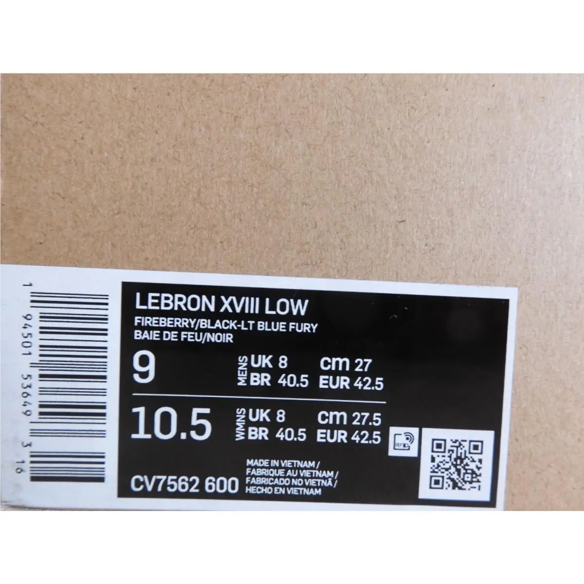 Nike shoes - Nike LeBron 18 - LeBron - CV7562-600 - Black (UPC: 194501536493) 3