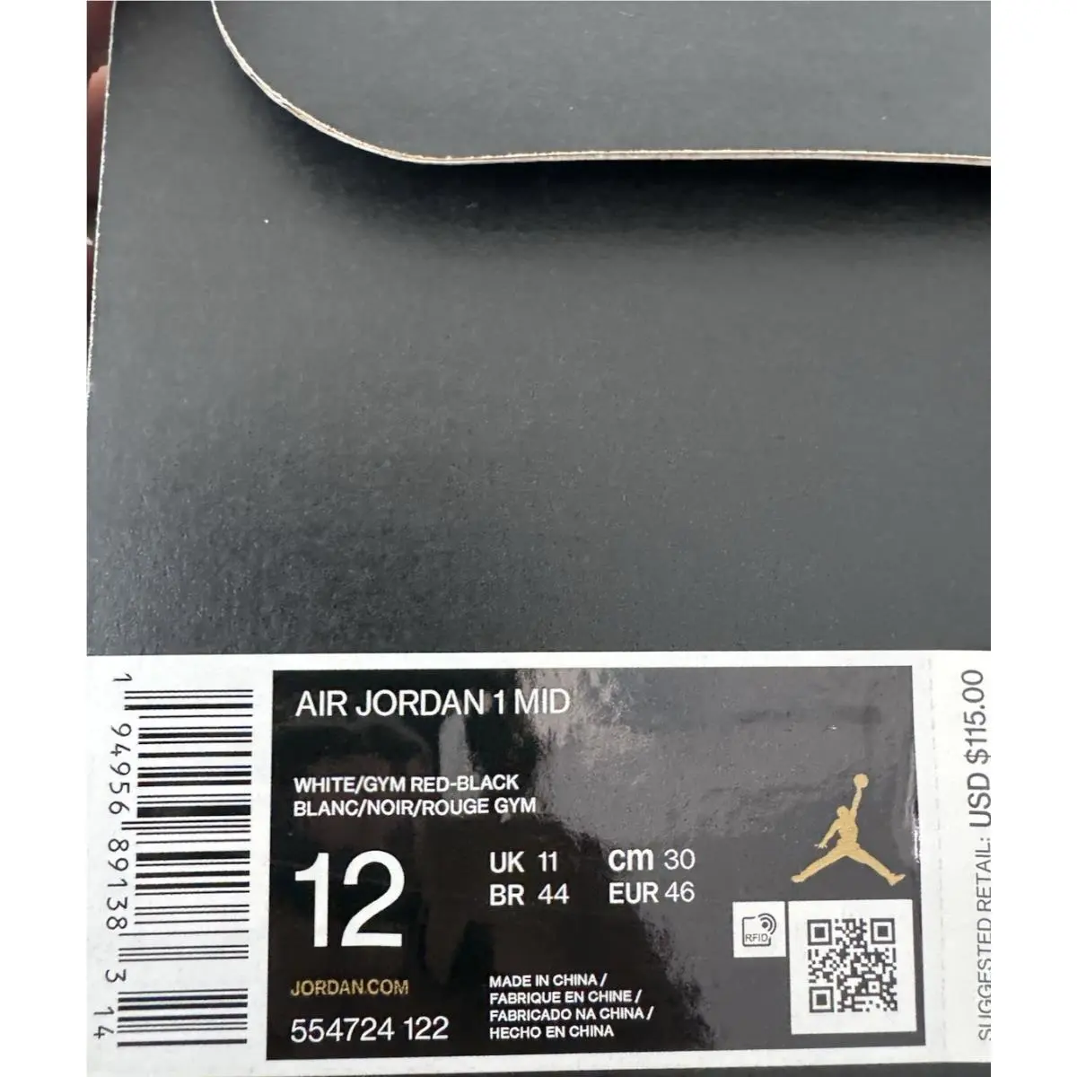 Nike shoes - Air Jordan 1 - Air - 554724-122 - White, Manufacturer: White/Gym Red/Black 6