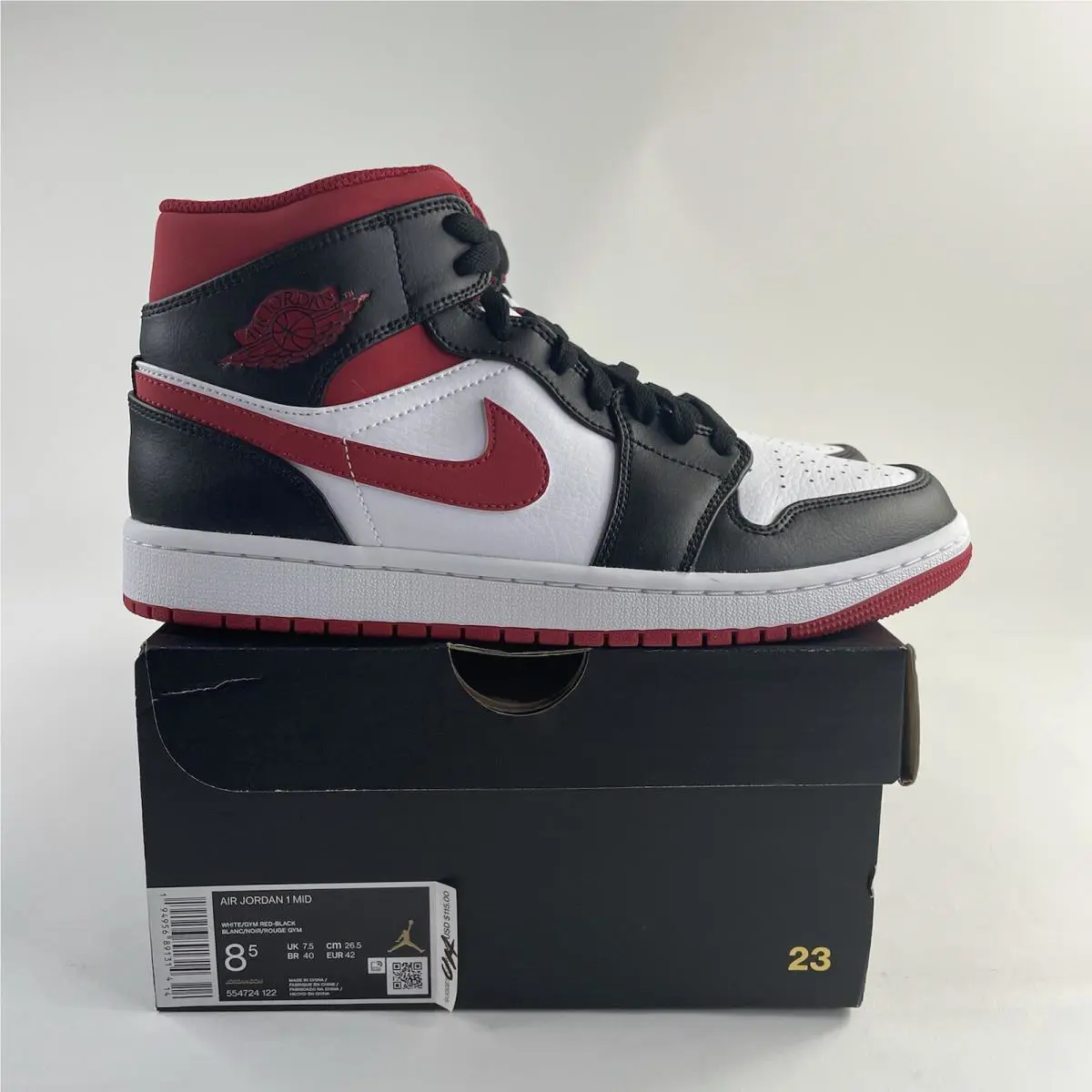 Nike shoes - Air Jordan 1 - Air - 554724-122 - White, Manufacturer: White/Gym Red/Black 1