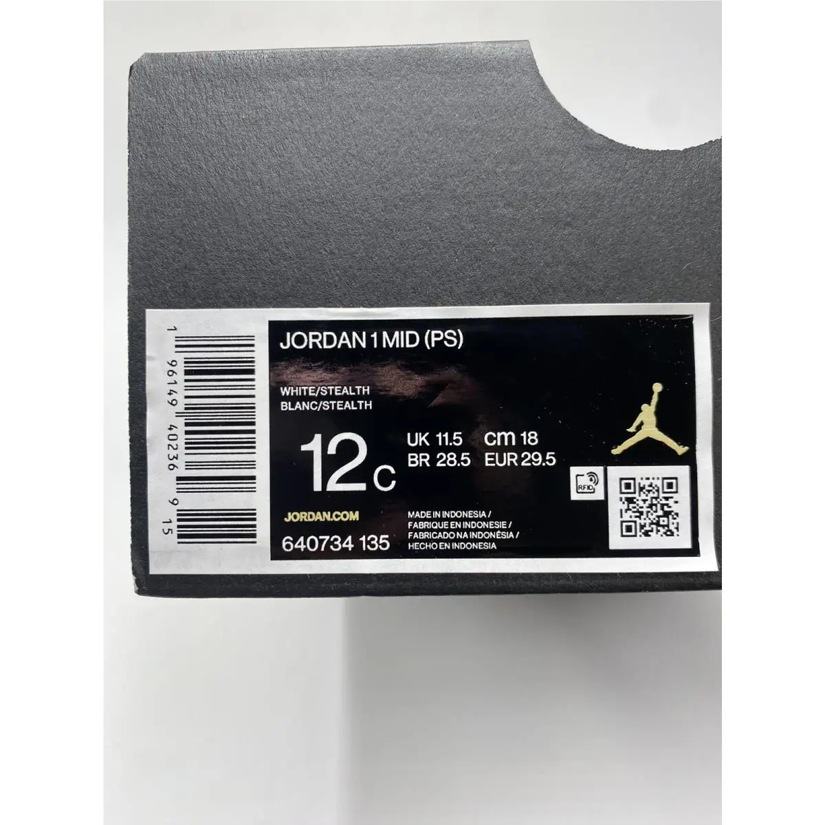 Nike shoes - Jordan 1 Mid - Mid - 640734 135 - White/Stealth (UPC: 196149402369) 6