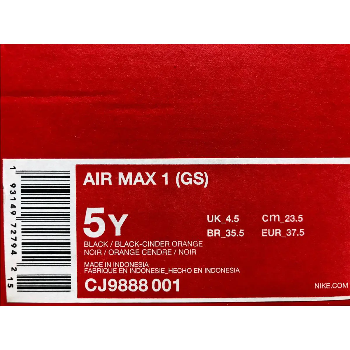 Nike shoes - Nike Air Max 1 GS - Black (UPC: 193149727942) 4