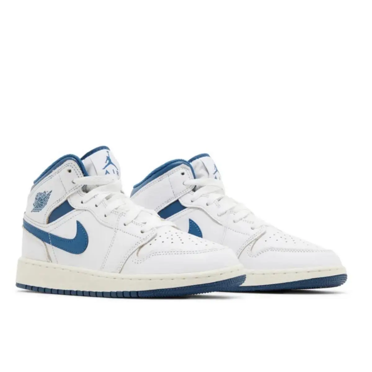 Nike Air Jordan 1 Mid GS White/industrial Blue Men Sneaker FN7432-141 Sz 6