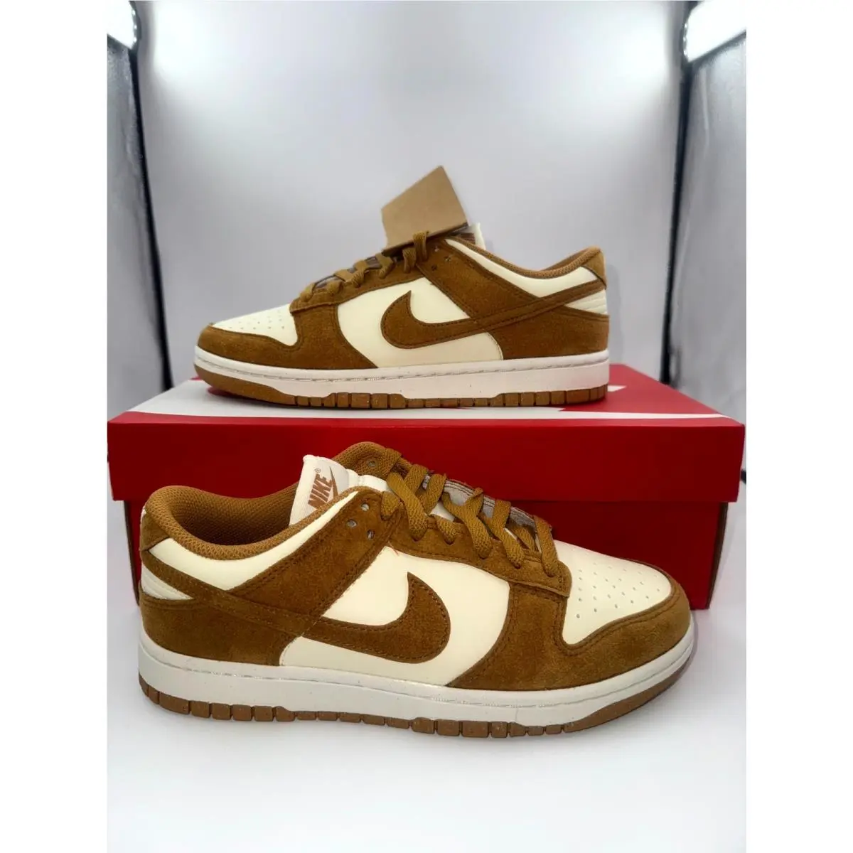 Nike Dunk Low Womens 7.5 Sneaker Flax-sail White Suede Athletic Shoes HJ7673-100