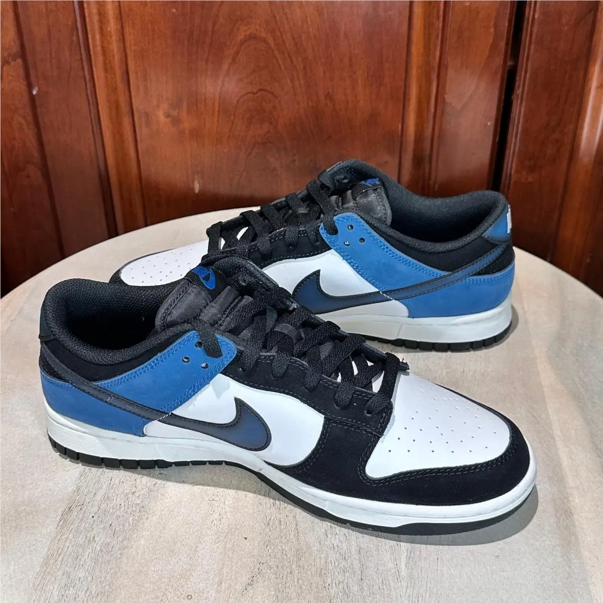 Nike Dunk Low Industrial Blue Mens 10 Black White Airbrush Sneakers FD6923-100