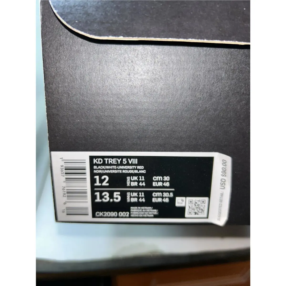 Nike shoes - KD Trey 5 VIII Bred - CK2090 002 - Black - Red 3