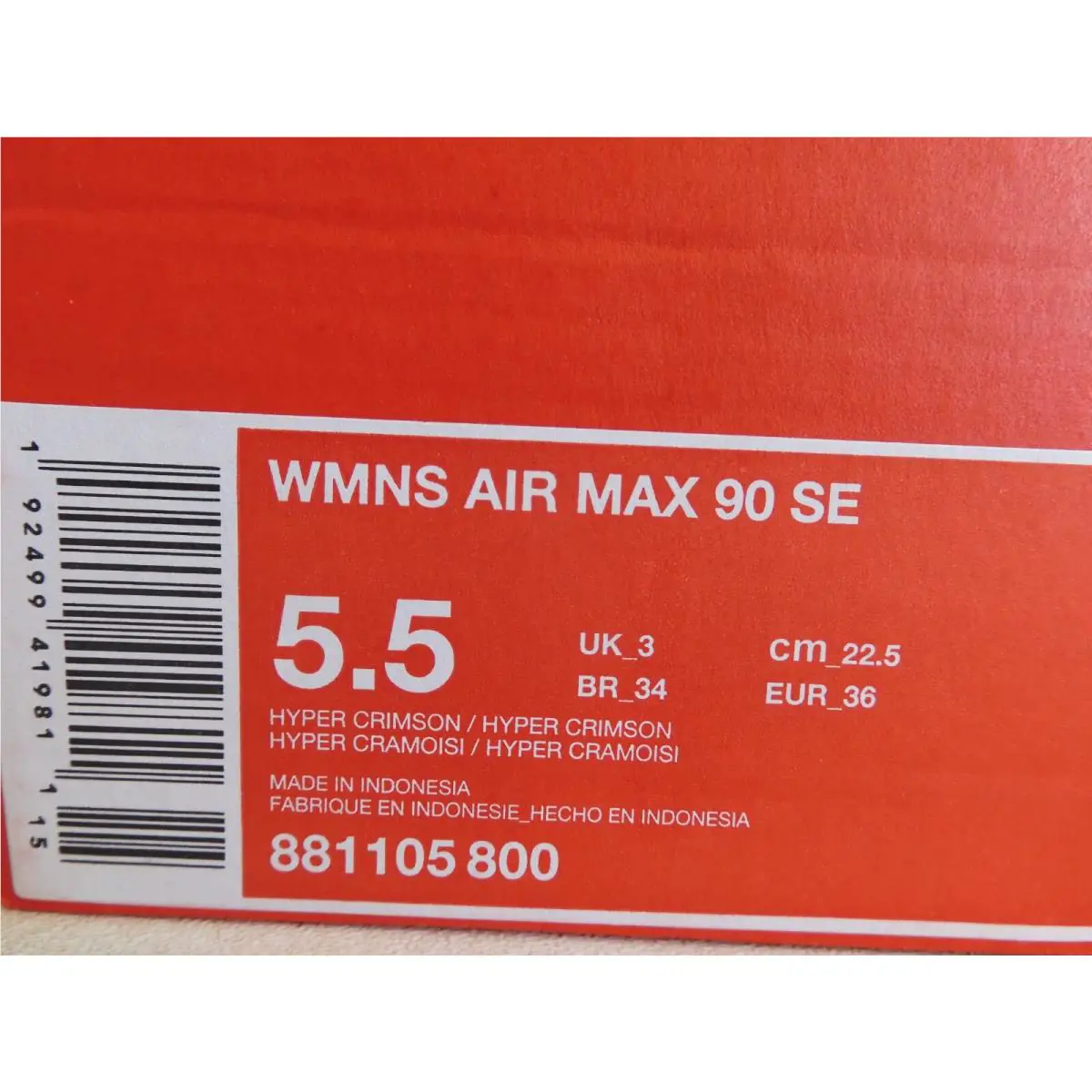 Nike shoes - Nike Air Max 90 - Air Max - 881105 800 - Red (UPC: 192499419811) 4
